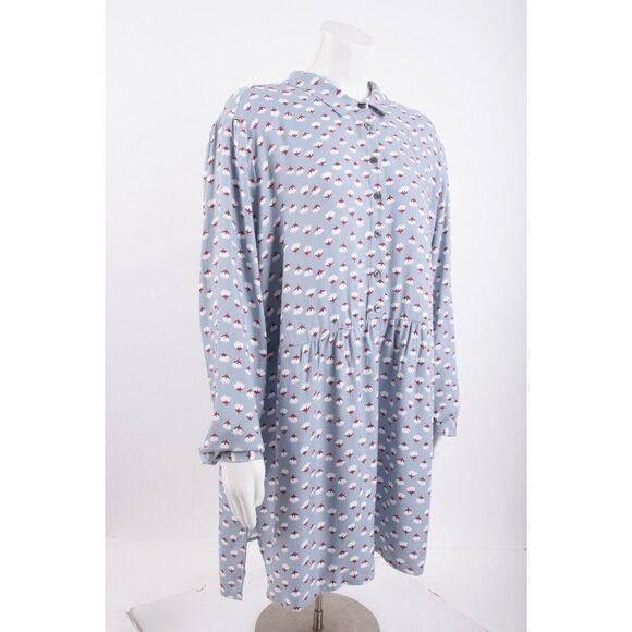 Boden Womans Blouse Shirt Tunic Top US 16L UK 20L Blue Gray Floral Tunic NWT - Picture 2 of 6